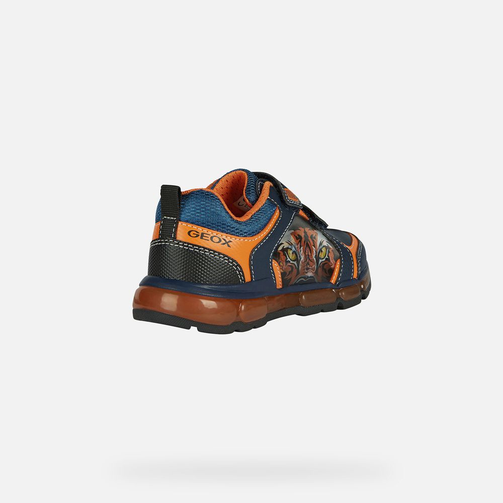 Basket Geox Android - Bleu Marine/Orange - Garcon 906587-IAZ